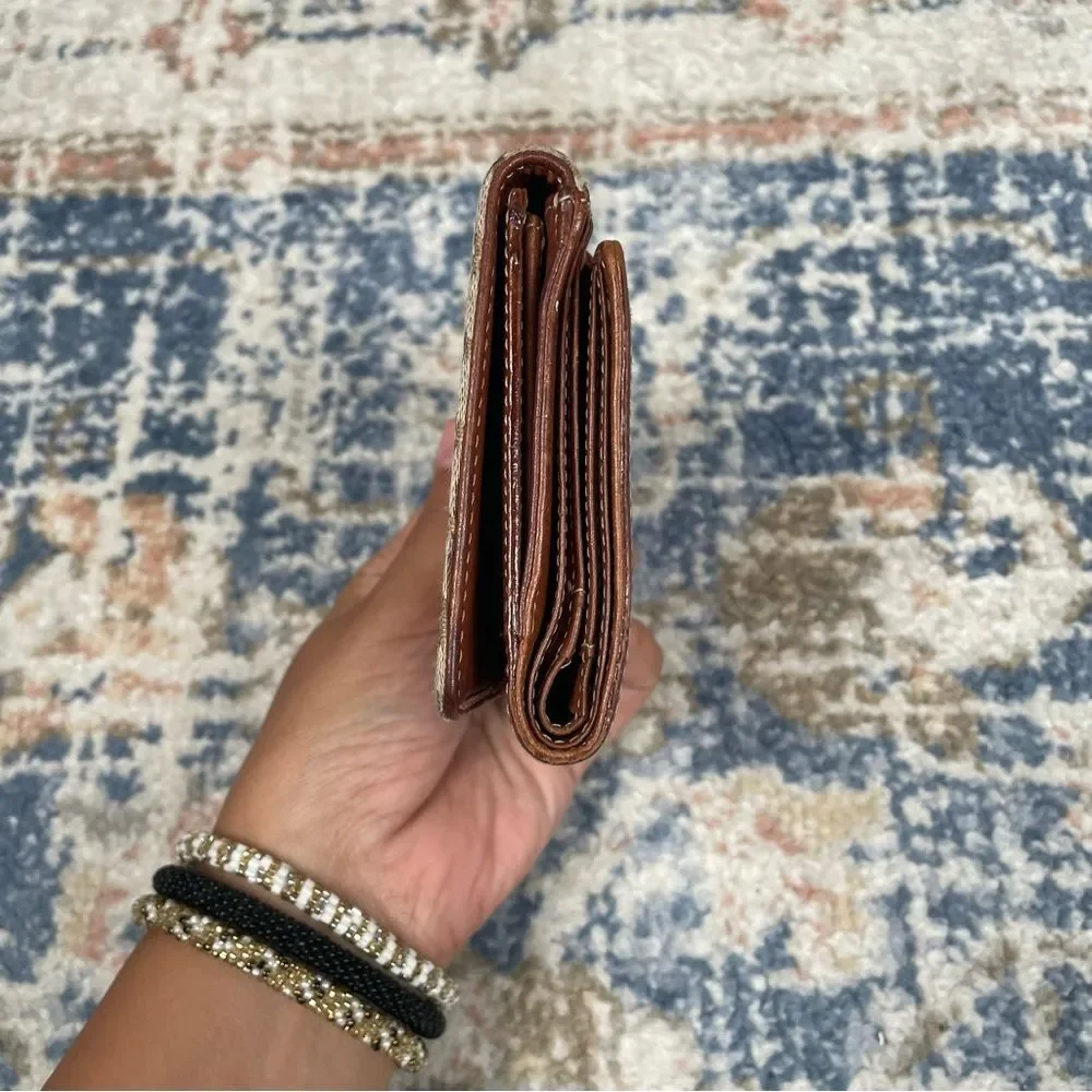 Vintage Kate Spade Red, Pink, and Tan Patterned Wallet Leather and Canvas